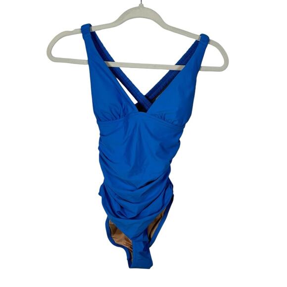 J. Crew Blue Scrunchie Strap One-Piece Swimsuit - Size 0 NWT - Picture 4 of 12